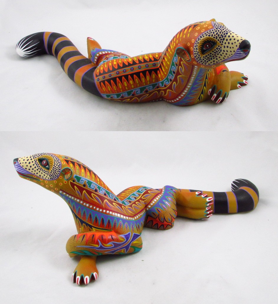 Tanner Chaney : Oaxacan Wood Carvings Orlando Mandarin Otters C1057